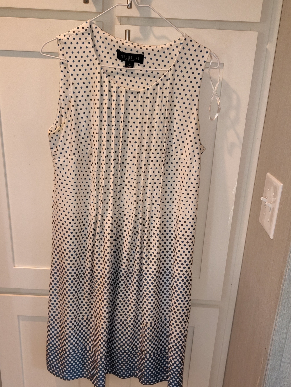 Perceptions White and Navy Polka Dot Midi Dress